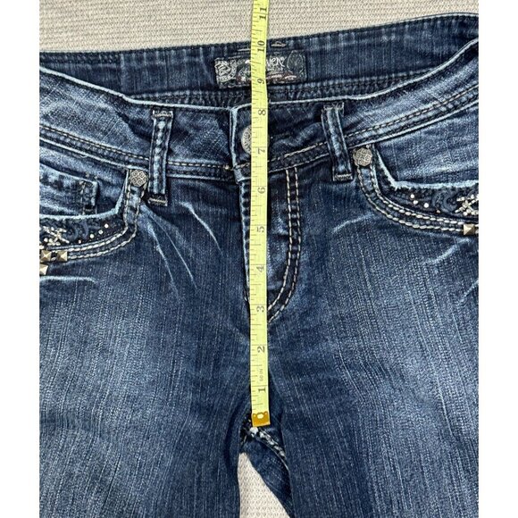 Silver Jeans Co Suki Low-Rise Bootcut Jeans W27/L33 Embroidered Studs Rhinestone - Picture 11 of 15